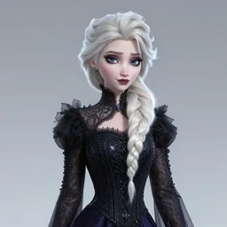 a beautiful hyperrealistic digital illustration of gothic elsa, short hair, gothic princess, artgerm, ilya kuvshinov