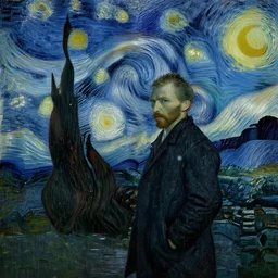 a man standing in a rain, vincent van gogh, dark