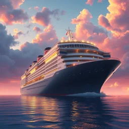 a wholesome animation key shot of massive cruise ship by studio ghibli, animation, sharp, rendered in unreal engine 5, focused, anime key art by greg rutkowski, donato giancola, bloom, dramatic lighting
