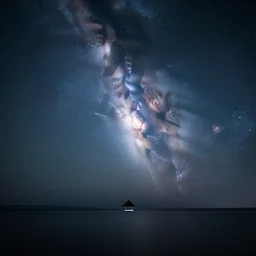 long exposure color graded shot of milky way galaxy, ultra realistic, 8 k, extremely detailed,