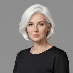 portrait of a woman with short white hair, medium shot, illustration, highly detailed, high quality, by ilya kuvshinov