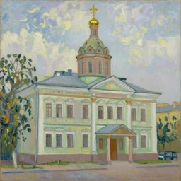 an oil painting of Russian building in style of impressionism