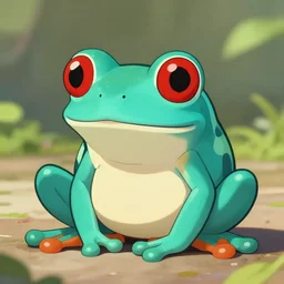 photo { teal frog } with { red!! eyes }