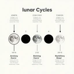 minimalist and clean modern infographics, lunar cycles, factual information - c 1 0