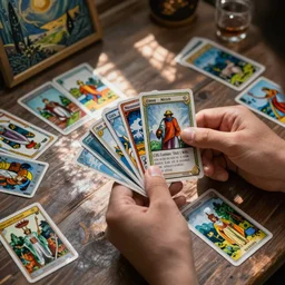 impressive card shuffling, mtg, tarot reading, oil painting