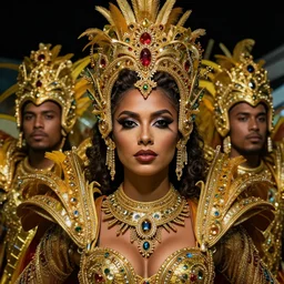 ultrarealistic brazilian carnaval queen by istvan sandorfi & thomas eakes & xiang duan, perfect facial symmetry, dim volumetric cinematic lighting, photography, 8 k octane comprehensive render, post - processing, extremely hyper - detailed, intricate, lifelike texture, epic composition, masterpiece, stunning,