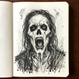 art brut drawing of the most terrifying thing the artist could think of, found scribbled in a notebook
