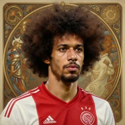 Erik Ten Hag with an afro, Ajax coach, closeup, D&D, fantasy, intricate, elegant, highly detailed, digital painting, artstation, concept art, matte, sharp focus, illustration, art by Artgerm and Greg Rutkowski and Alphonse Mucha