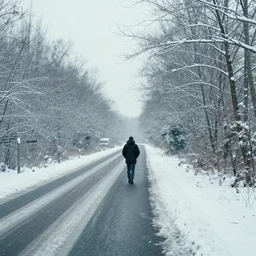 it's early winter outside. the first snow fell in a small layer. i am walking along the road after unimportant events, after which i have already realized that i am in a dream, close - small 1. cinematic - - w 1 0 2 4