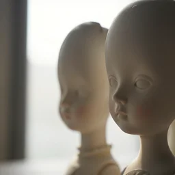 porcelain doll faces, backlighting, diffused