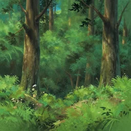 forest lanscape panorama by ghibli pixar disney in shinkai style