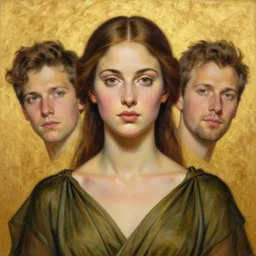 epic painting, full figure portrait of beautiful goddess face wearing olive dress, drawing, photography by amy leibowitz, wlop, jeremy lipkin, beeple, intricate, symmetrical front portrait, artgerm, golden glowing background