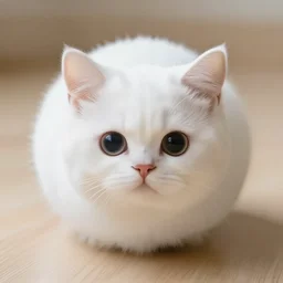white kitten shaped like a ball