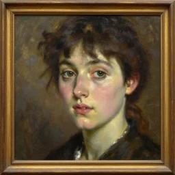 finished!!!!!!!!!!! framed painting of a beautiful womans face, by john singer sargent