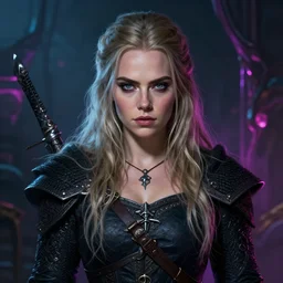 a portrait of cara delevingne as tsiri ( witcher ), mideavel, fantasy, neon lights, sharp focus, intricate, elegant, digital painting, artstation, matte, highly detailed, concept art, illustration, ambient lighting, art by ruan jia and artgerm and range murata and wlop and ross tran and william, adolphe bouguereau and beeple