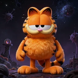 a cosmic horror evil garfield, lovecraftian horror, 8 k