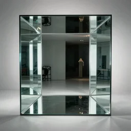 professional photograph from inside a cube with mirrors for walls