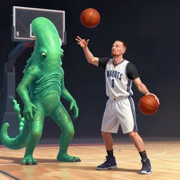 walter white in a basketball game with demogorgon