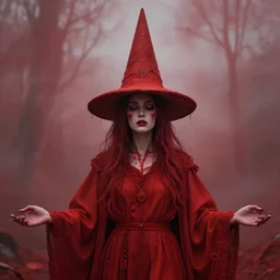 by francis bacon, beksinski, mystical redscale photography evocative. devotion to the scarlet woman, priestess in a conical hat, vision quest, insight, divine presence
