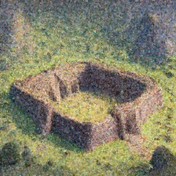 landscape of a low poly dungeon filled with enemies by Craig Mullins