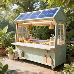 solarpunk cantine, natural lighting