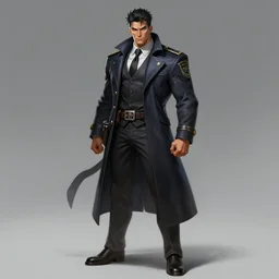 a highly detailed illustration of Daniel Matsunaga as serious detective wearing detective coat, dramatic standing pose, muscular, intricate, elegant, highly detailed, centered, digital painting, artstation, concept art, smooth, sharp focus, league of legends concept art, WLOP