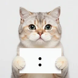 realistic high quality photo of a cute cat holding a sign with text that reads : dream, cat, cas, cat cat dreamcats, cats, cas, cas, catss, cats, catscatscats, cats, cat, cats, caaats