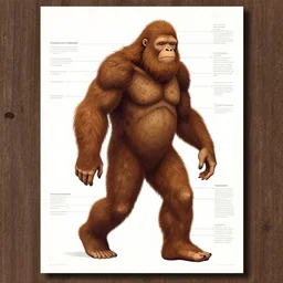 academic anatomical diagram poster of a cryptid bigfoot