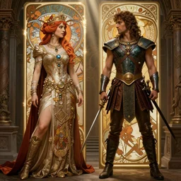 paintings of cinematic stills from the xena warrior princess and prince of persia crossover, gothic and victorian and roman architecture, intricate jewelry, vests, corsets, kneehigh boots, ornate, filigree, bloom, rim lighting, cinematic lighting, god rays, by mucha, by bouguereau, artstation, cgsociety, rendered in octane.