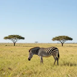 a zebra in a minimalistic Paradise, holy grail, sunny, photorealistic, masterpiece, award winning landscape photo, hyperdetailed