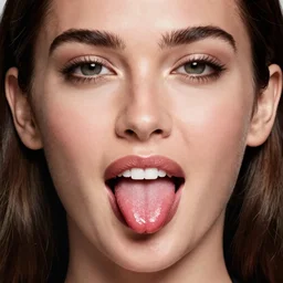 megan fox sticking her tongue out. hyperrealistic portrait, photo realistic, poster, artstation, volumetric lighting, digital art, very detailed face by sam carr and by richard meril