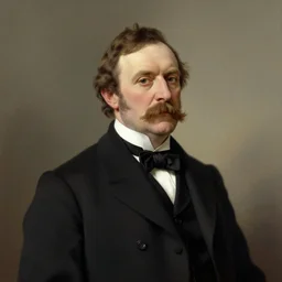 official portrait of a victorian politician, moustache, standing upright, detailed face, male, victorian, highly detailed, cinematic lighting, painting by thomas lawrence