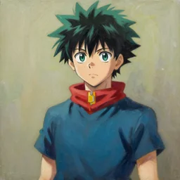 izuku midoriya as a real - life!! human, oil painting!