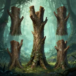 Ori and the blind forest background prop design concept art, asset trunk design
