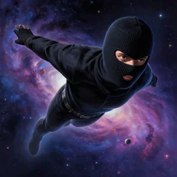greg manchess concept art of balaclava in the cosmos with balaclava flying in weightlessnessart in fantastic spork dimension, key visual, ambient lighting, highly detailed, digital painting, artstation, concept art, sharp focus, by makoto shinkai and akihiko yoshida and hidari and wlop and greg rutkowski