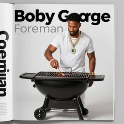 Bobby George Foreman grill adorned with jewellery. professional product shot, magazine ad