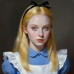 character concept portrait of Alice in Wonderland, pale skin, intricate, elegant, digital painting, concept art, smooth, sharp focus, illustration, from Metal Gear, by Ruan Jia and Mandy Jurgens and William-Adolphe Bouguereau, Artgerm