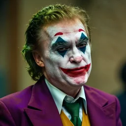 Donald trump as joker character, shot from cinematic, ultra hd, highly detailed, shallow depth of field, professional photo 4k
