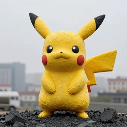 Pikachu Sculpture made out of coal