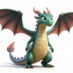 award winning concept artwork of an anthropomorphic dragon for a kid’s film, dream works, Disney Pixar, in the style of ‘how to train your dragon’, ‘kung fu panda’ ‘zootopia’ ‘wreck it Ralph’ ‘luca’ etc, high detail, detailed feathers, textures, scales and fur, 3d render