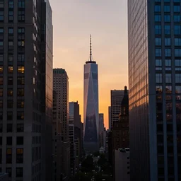sunset between buildings in new york