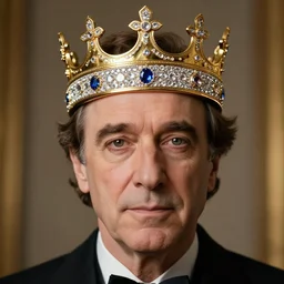 John Malkovich with a diamond jeweled crown with a golden crown, photorealistic, highly detailed, 8k, in the art style of Filip Hodas, 8k