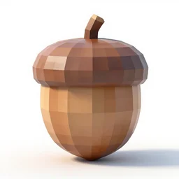 low-poly acorn, clean 3d render, full body, isolated on a pure white background, centered, entire subject in frame, sharp focus, soft studio lighting