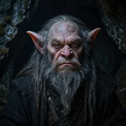 close up portrait of scandinavian troll in a cave by peder balke kvlt dark mysterious epic lighting