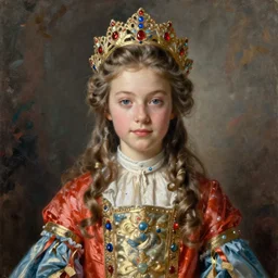 painting of a young Russian princess, oil painting, high quality, coherent, 8k, highly detailed, Rococo, Neoclassicism, Romanticism, symmetry, vivid, fancy, elegant