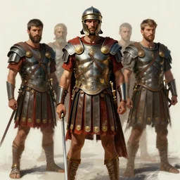 concept art of roman centurion, jama jurabaev, greig fraser, roger deakins, cinematic shot, trending on artstation, high quality, brush stroke