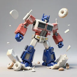 dissection of one simple angry screaming ceramic toy Figure mechabot transformer sculpture falling apart, c4d, 3d primitives, in a Studio hollow, surrounded by flying parts, explosion drawing, by pixar, beeple, by jeff koons, blender donut tutorial,  joints, bolts, by jonathan ive, by david lachapelle, simulation