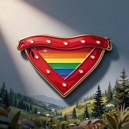 “red bandana hanky code enamel pin, colorful LGBT product image”