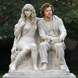 stone sculpture of taylor swift and harry styles