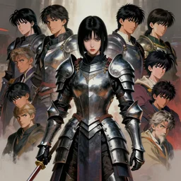 portrait girl with armor in style of ghost blade by hsiao ron cheng, by gaston bussiere, anna nikonova aka newmilky, greg rutkowski, yoji shinkawa, yoshitaka amano, tsutomu niehi, moebius, donato giancola, geoffroy thoorens, concept art, trending on artstation, featured on pixiv, cinematic composition, 8 k